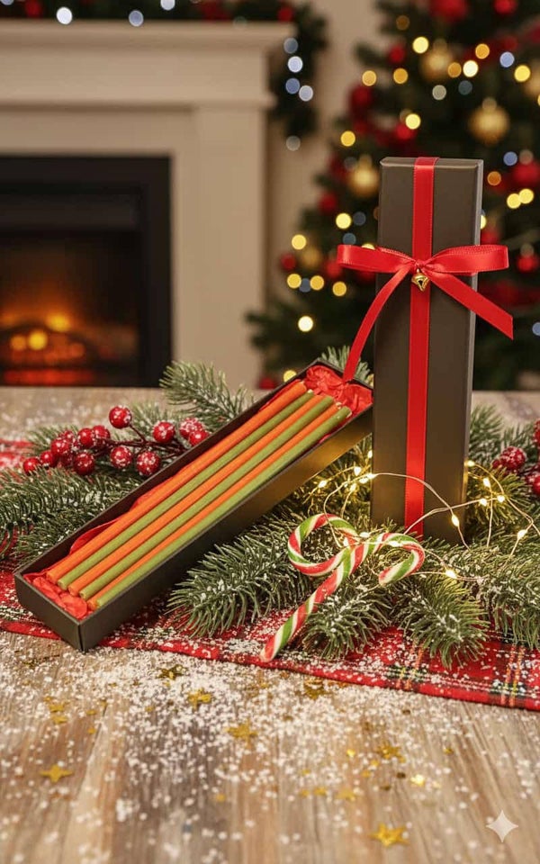 6er Zierliche Bienenwachskerzen 18,5 x 0,4 cm– Festliche Farben