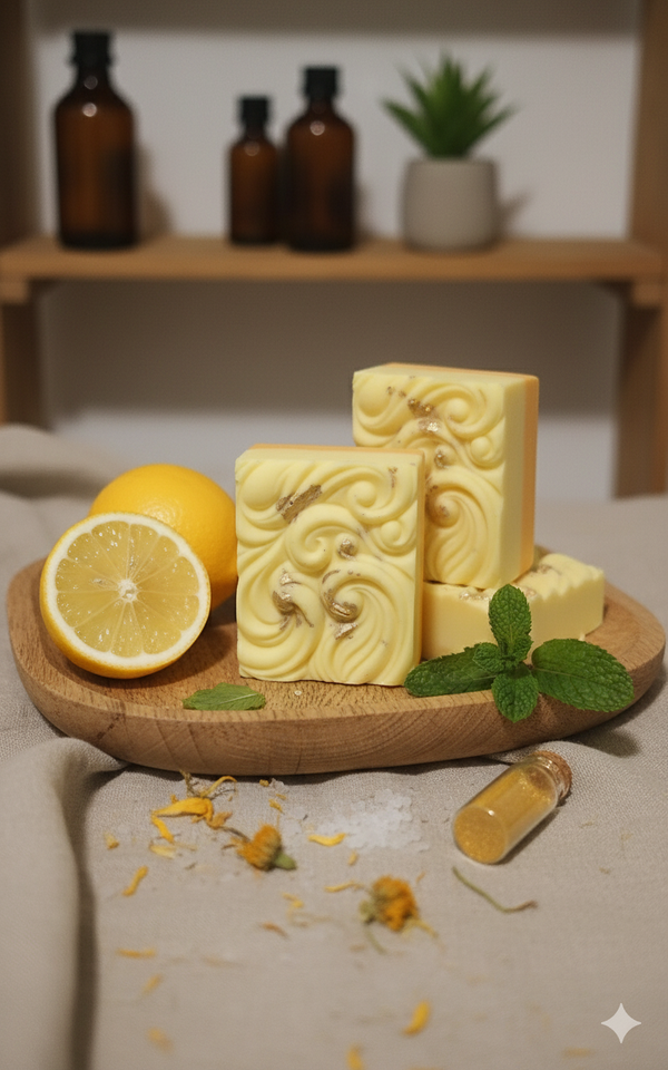 Luxuriöse Glycerinseife mit Sheabutter und Zitrone
