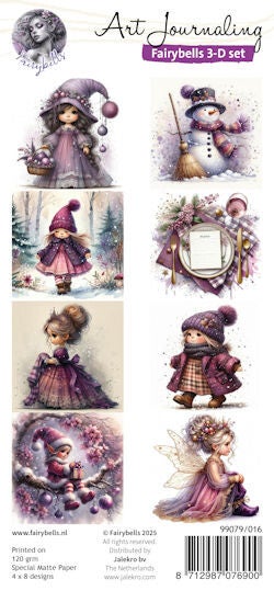 Fairybells 3-D setje Kerst paars 1