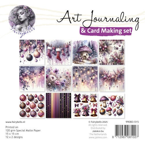 Art Journaling & Card Making Backgrounds Set Kerst paars