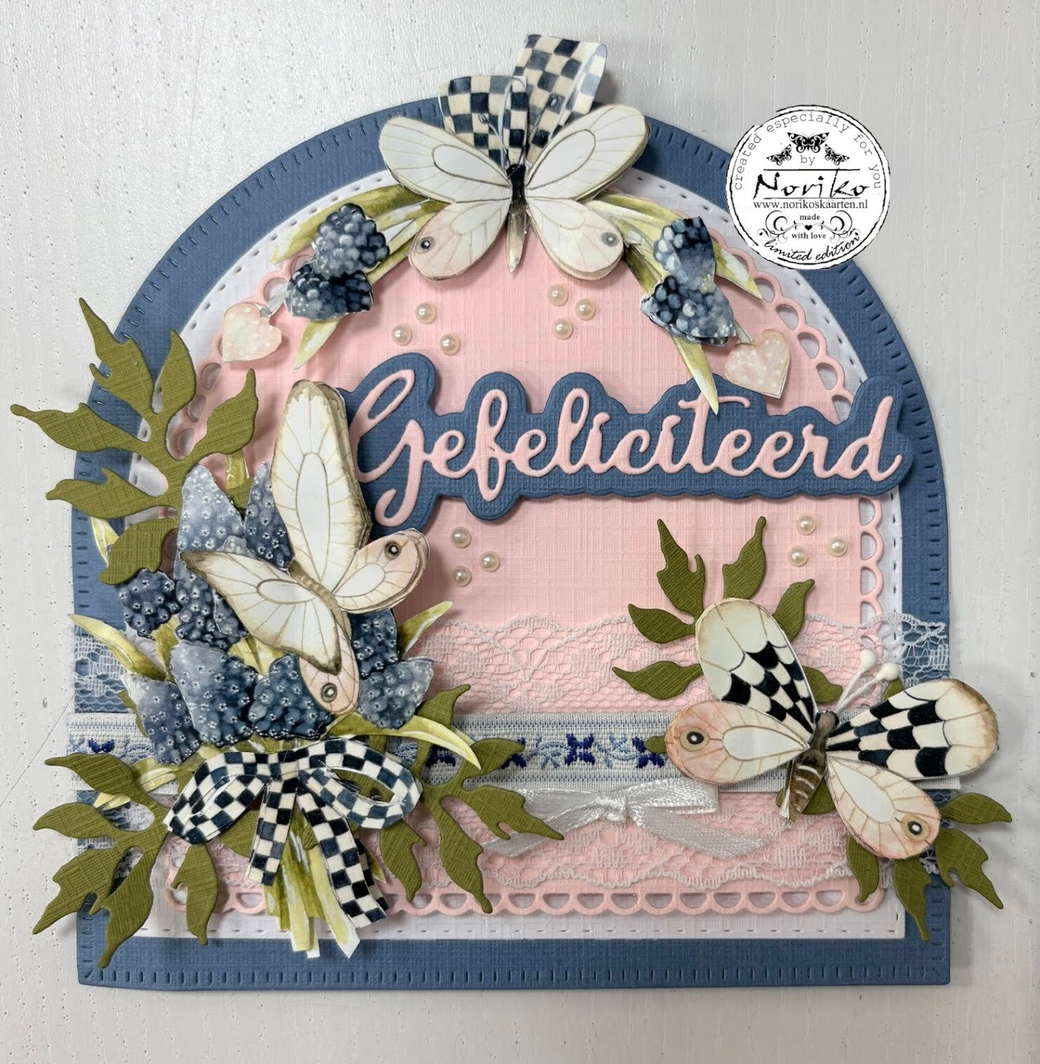 Gefeliciteerd in het blauw - roze
