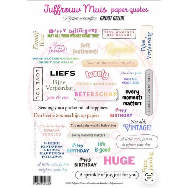 Juffrouw Muis Paper Quotes - Kleine woordjes, groot geluk