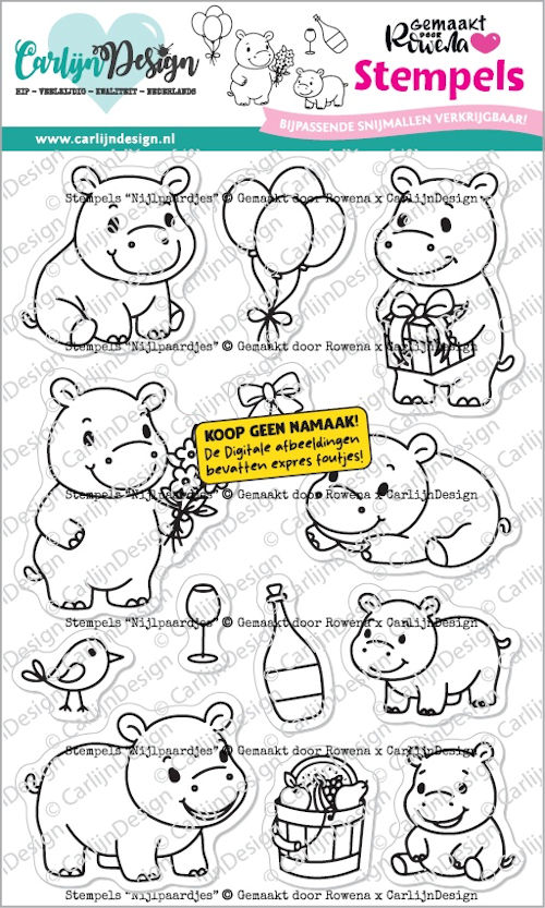 CarlijnDesign Clear stamp Nijlpaardjes
