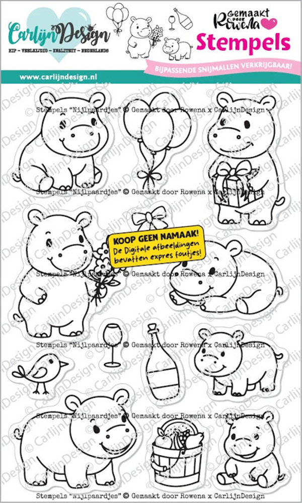 CarlijnDesign Clear stamp Nijlpaardjes