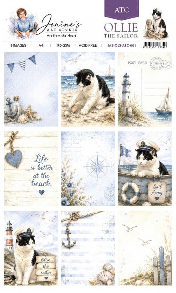 Jenine's Art Studio – Ollie the Sailor – ATC 001