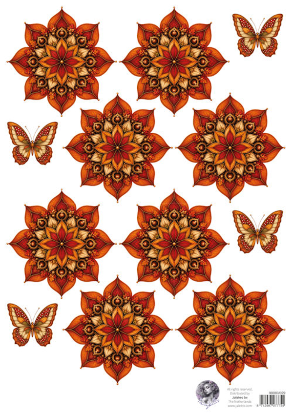 Fairybells combi knipvel voor pop-up en decoupage - herfstbloem oranje