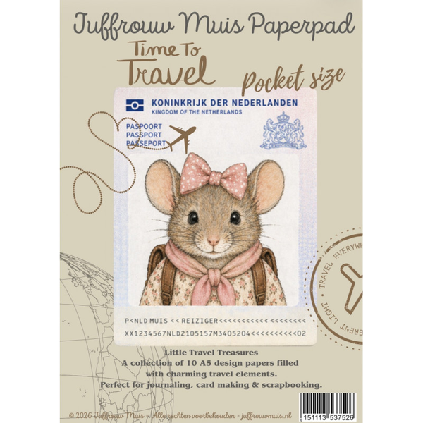 Juffrouw Muis Paperpad - Pocket Size - Time To Travel
