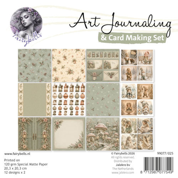 Art Journaling & Card Making Set Kerst beige-groen