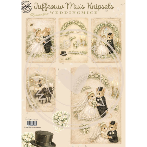 Juffrouw Muis Knipsel - Weddingmice - Romantic - Exclusive