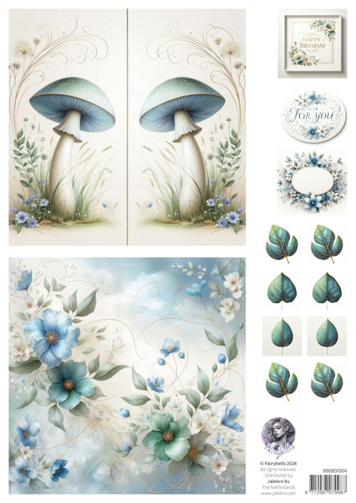 Fairybells combi knipvel voor pop-up en decoupage - blauw C