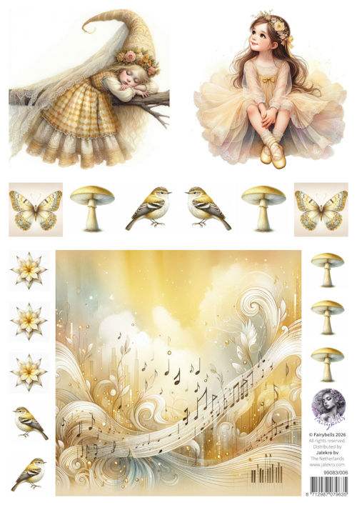 Fairybells combi knipvel voor pop-up en decoupage - geel B