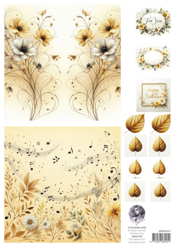 Fairybells combi knipvel voor pop-up en decoupage - geel C