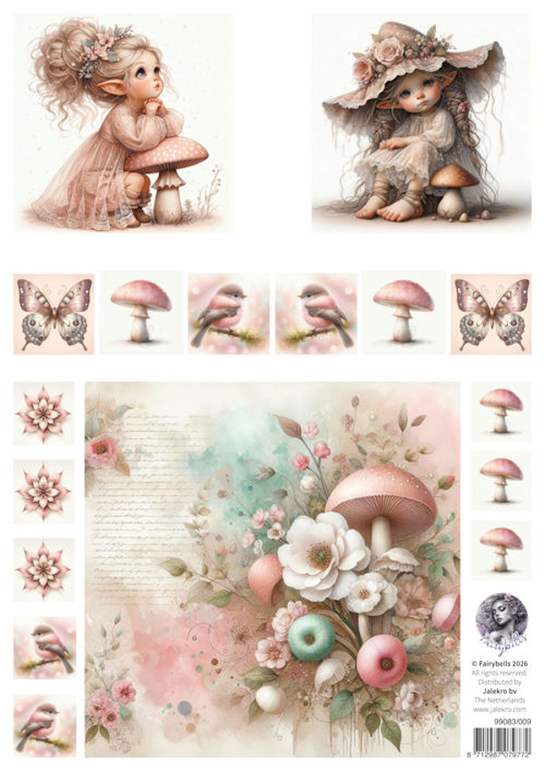 Fairybells combi knipvel voor pop-up en decoupage - roze B
