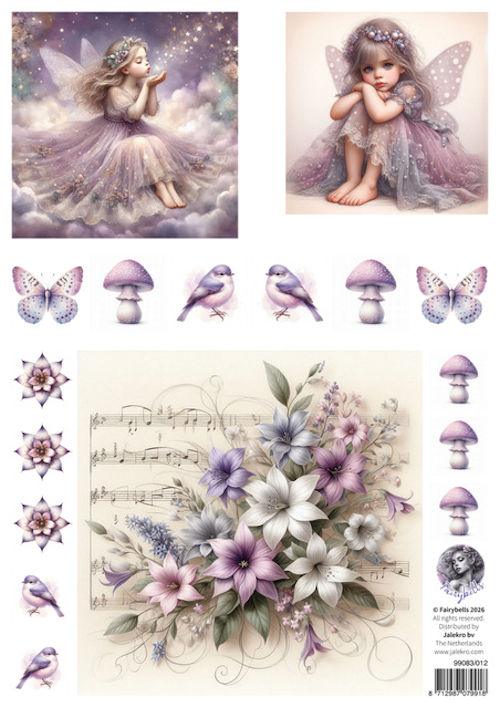 Fairybells combi knipvel voor pop-up en decoupage - lila B