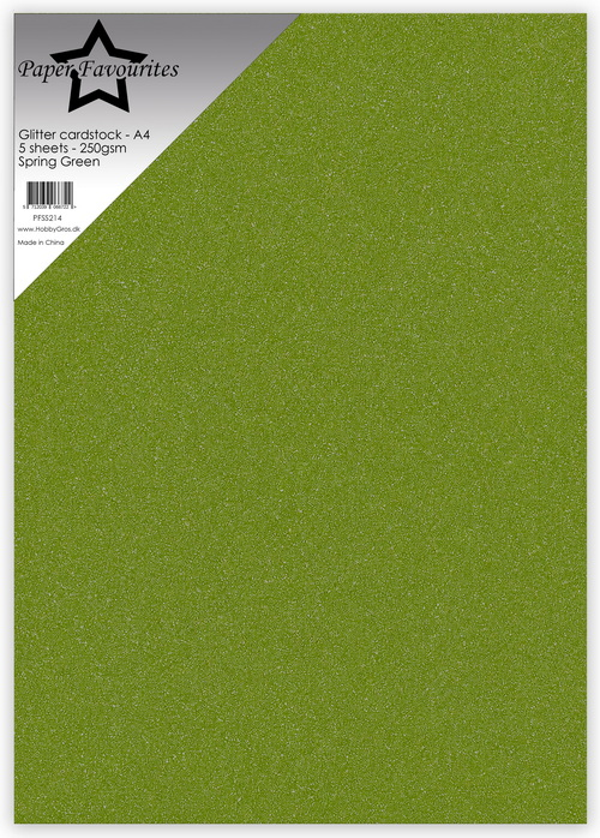 Paper Favourites Glitter cardstock A4 - Spring Green