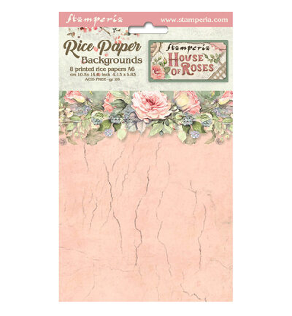 Stamperia Rice Paper Achtergronden A6 Selectie – House of Roses