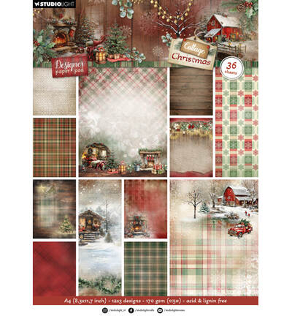 StudioLight Designpapierblok – Background Paper Cottage Christmas nr. 484
