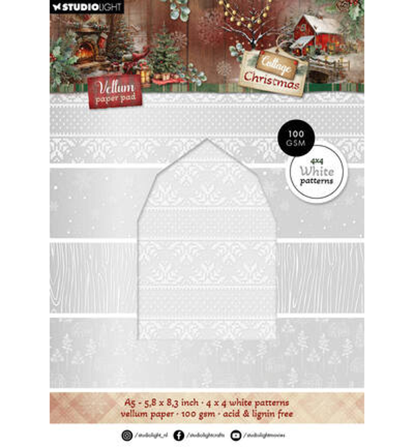 StudioLight Vellumpapierblok – Backgrounds Cottage Christmas nr. 489