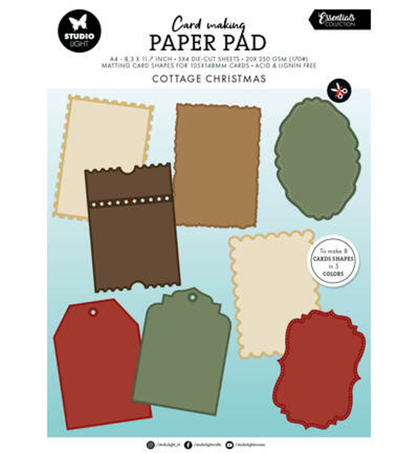 StudioLight Kaartenblok – Cottage Christmas Essentials nr. 37