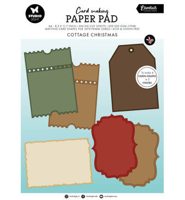 StudioLight Kaartenblok – Cottage Christmas Essentials nr. 38