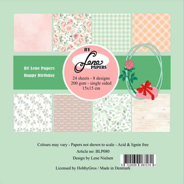 By Lene Papers 15x15 cm Happy Birthday