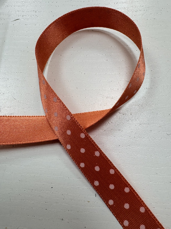 Satijn stippen lint Zalm-Oranje