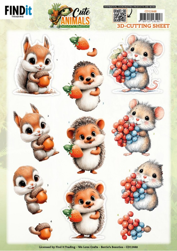 3D Cutting Sheet - Berries Beauties - Cute Animals - Forest Friends