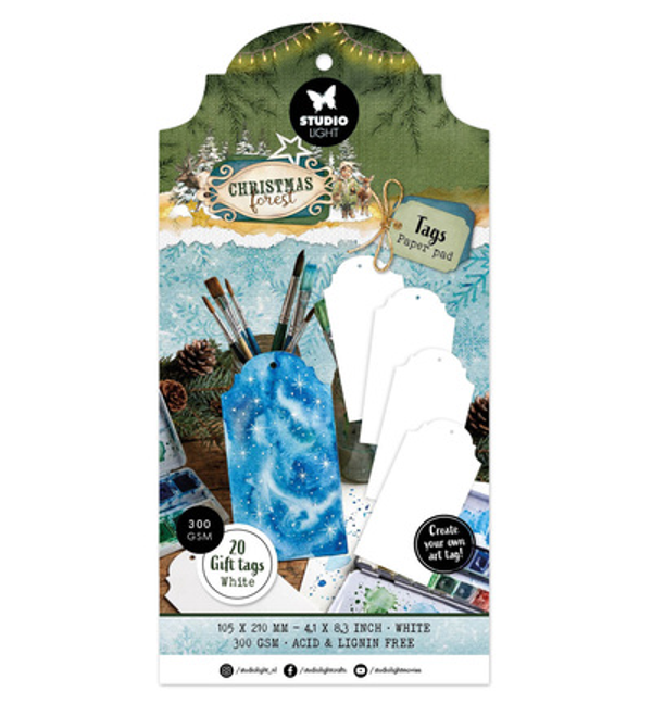 StudioLight Labelpapierblok – White Tags Christmas Forest nr. 13
