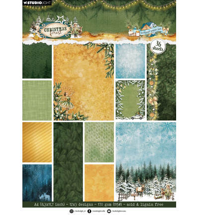 StudioLight Designpapierblok – Background Paper Christmas Forest nr. 474