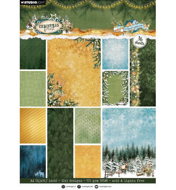 StudioLight Designpapierblok – Background Paper Christmas Forest nr. 474