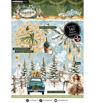 StudioLight Die-Cut Paper Pad – Paper Elements Christmas Forest nr. 475