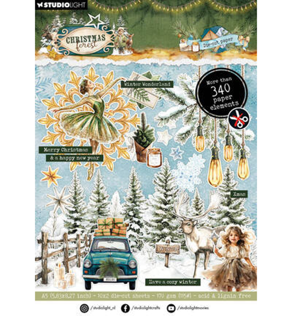 StudioLight Die-Cut Paper Pad – Paper Elements Christmas Forest nr. 475