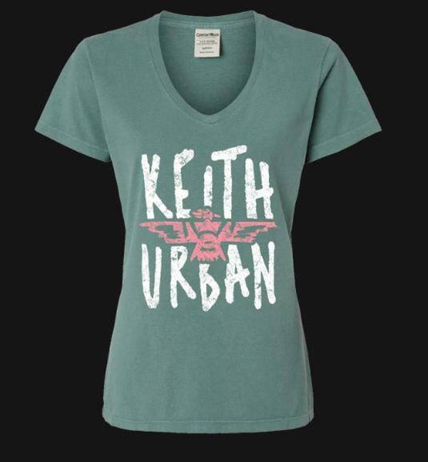 LADIES GREEN PHOENIX V - NECK