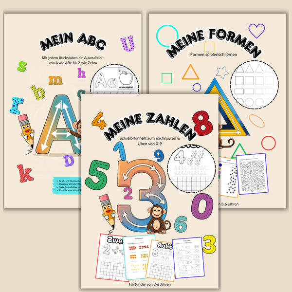 Vorschul-Bundle Mein ABC + Meine Formen + Meine Zahlen