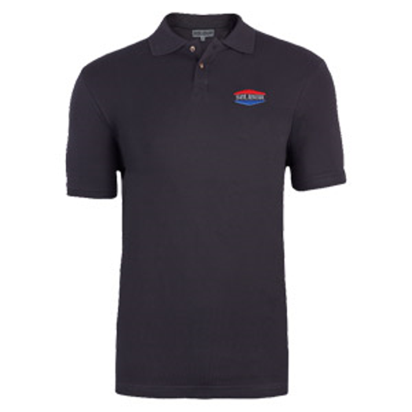 Polo noir MC brodé SOLIDUR L