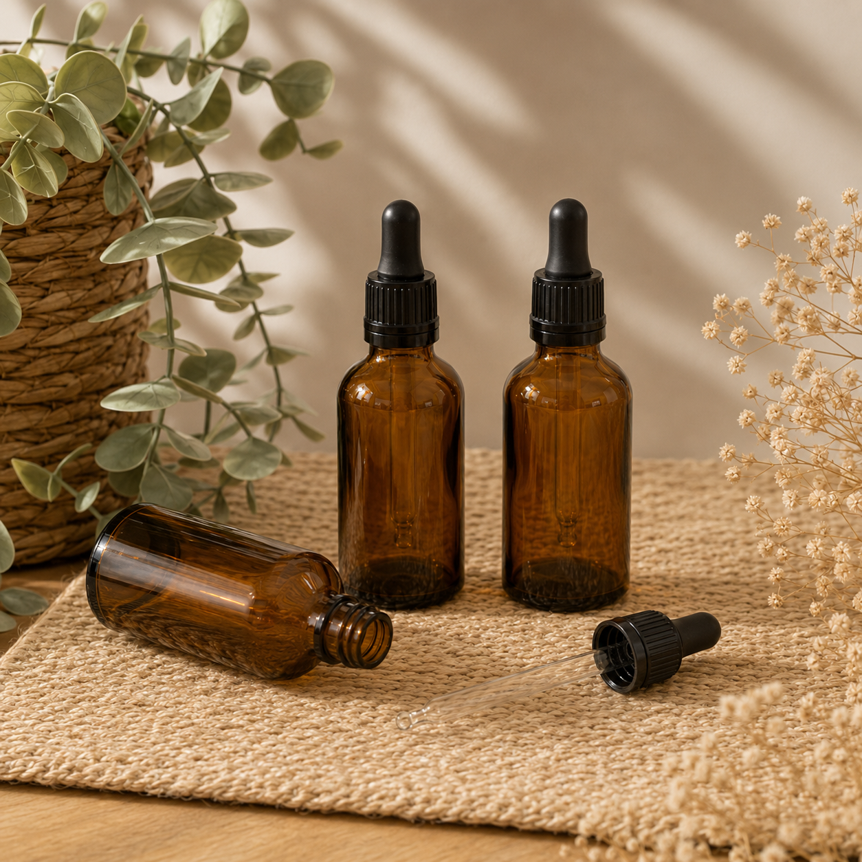 Pipetfles 50 ml Amber Glas voor Oliën, Serums, Skincare & DIY