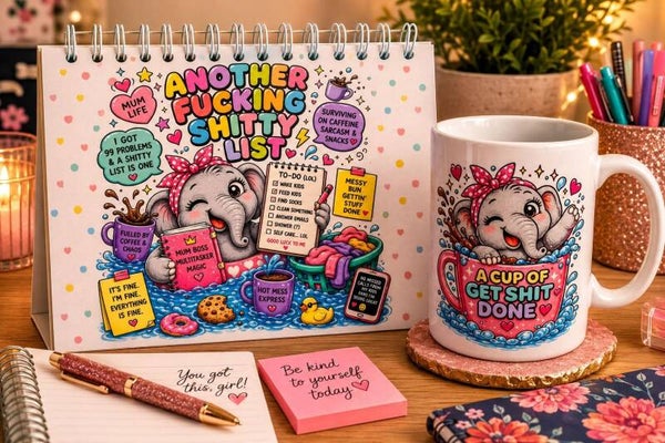 Set of mug and book