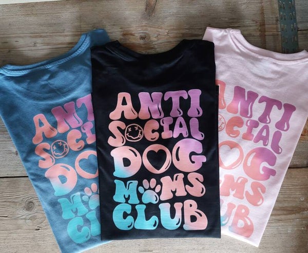 Fade color Anti social DOGMOM | Tshirt