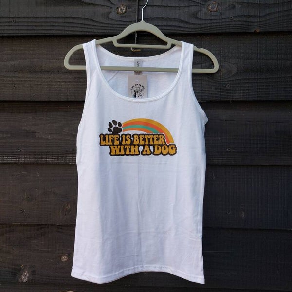 Tanktop wit "life is better with a dog"
