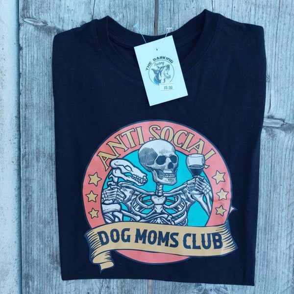 Shirt zwart "Anti Social DOGMOM" | unisex