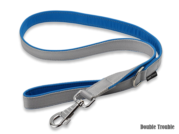 Double Trouble hondenriem CLASSIC PRO - silver/blue