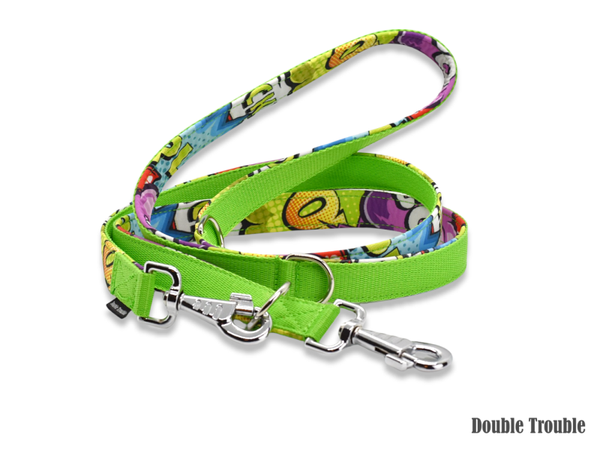 Double Trouble hondenriem CLASSIC PRO - green/comic