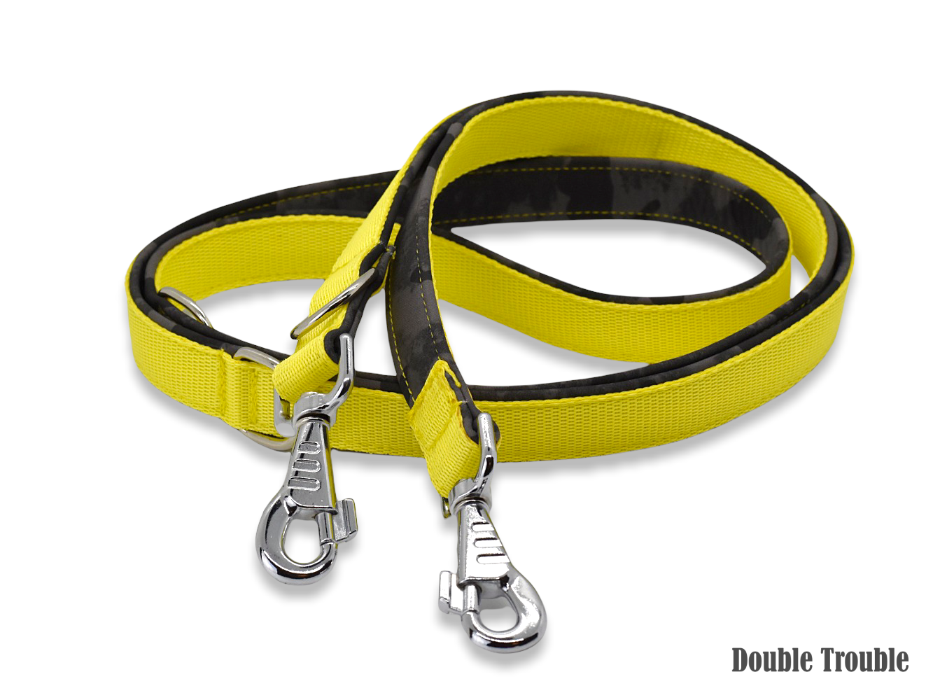 Double Trouble hondenriem CLASSIC PRO - yellow/military