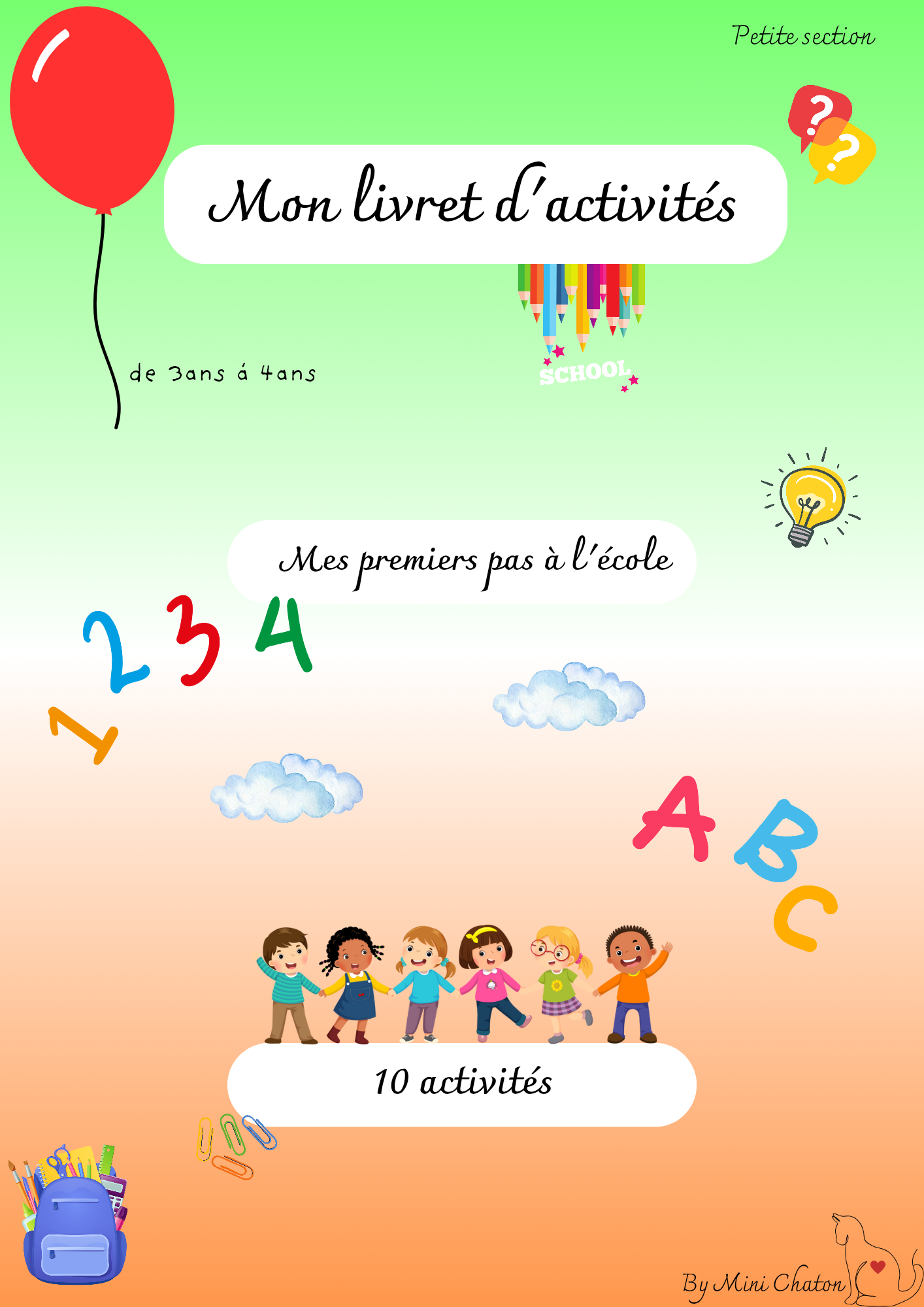 Le Livret d'activités " Mes premier pas a l'école"