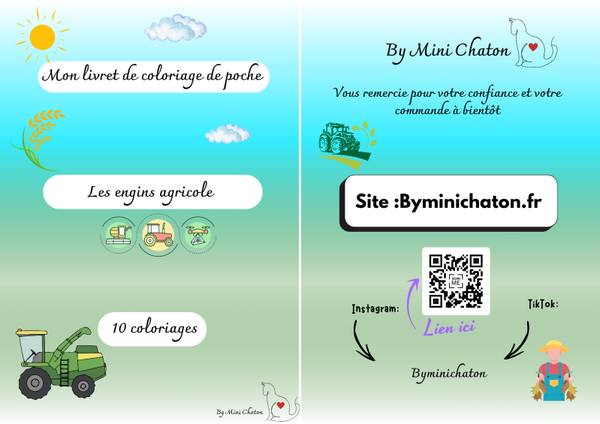 Le mini livret de coloriage " Les  d'engins agricole" 🚜