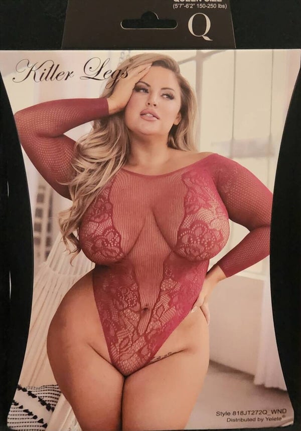 KILLER LEGS PLUS SIZE STRIKING LACE FISHNET BODYSUIT