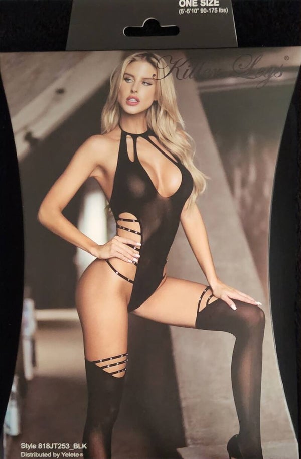 KILLER LEGS- TOTAL CONTROL STUDDED SHEER BODY STOCKING