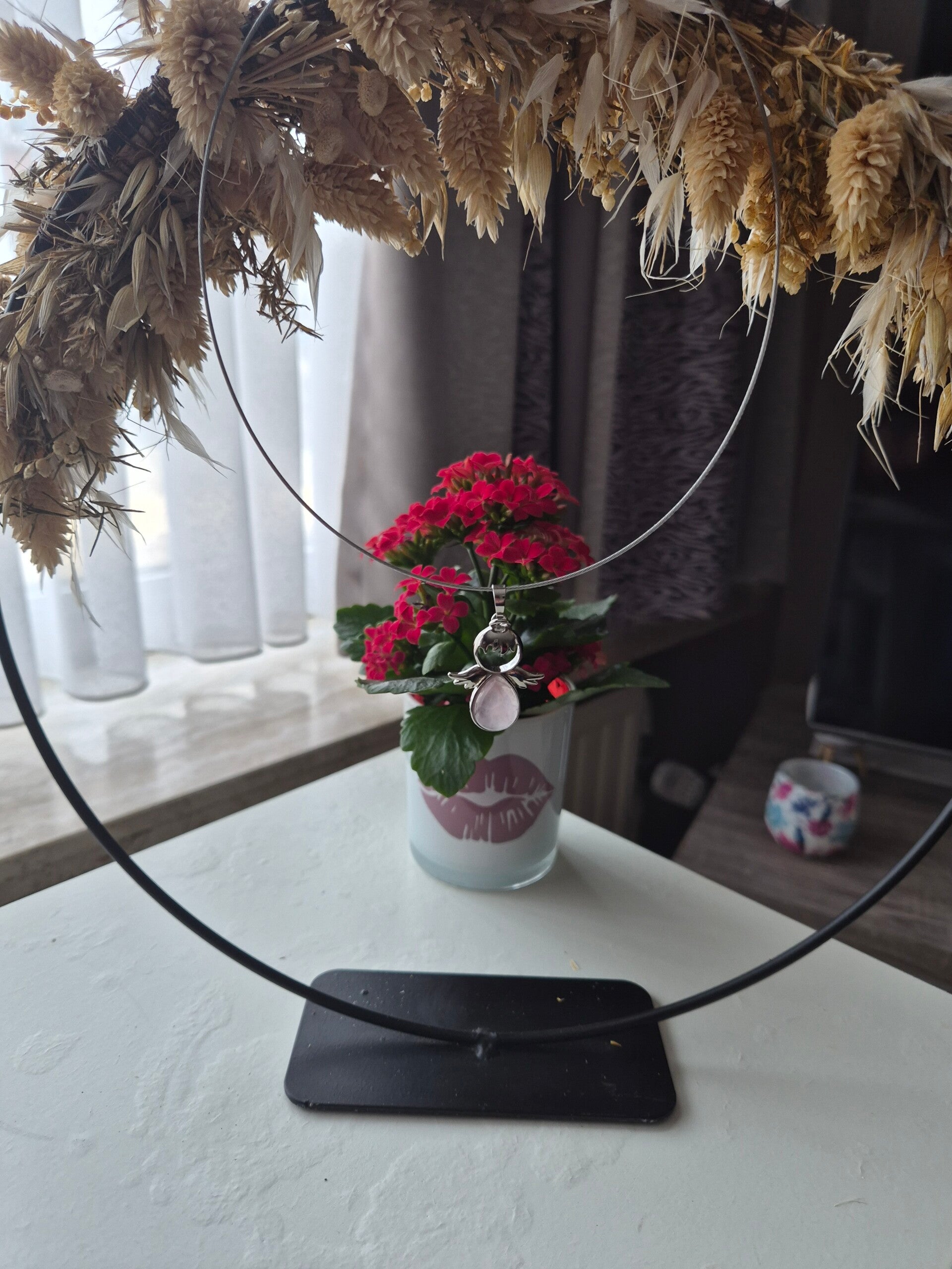 Petit ange Petit ange Agathe Rose avec un ras de cou argente 45cm avec un ras de cou argente 45cm art 34