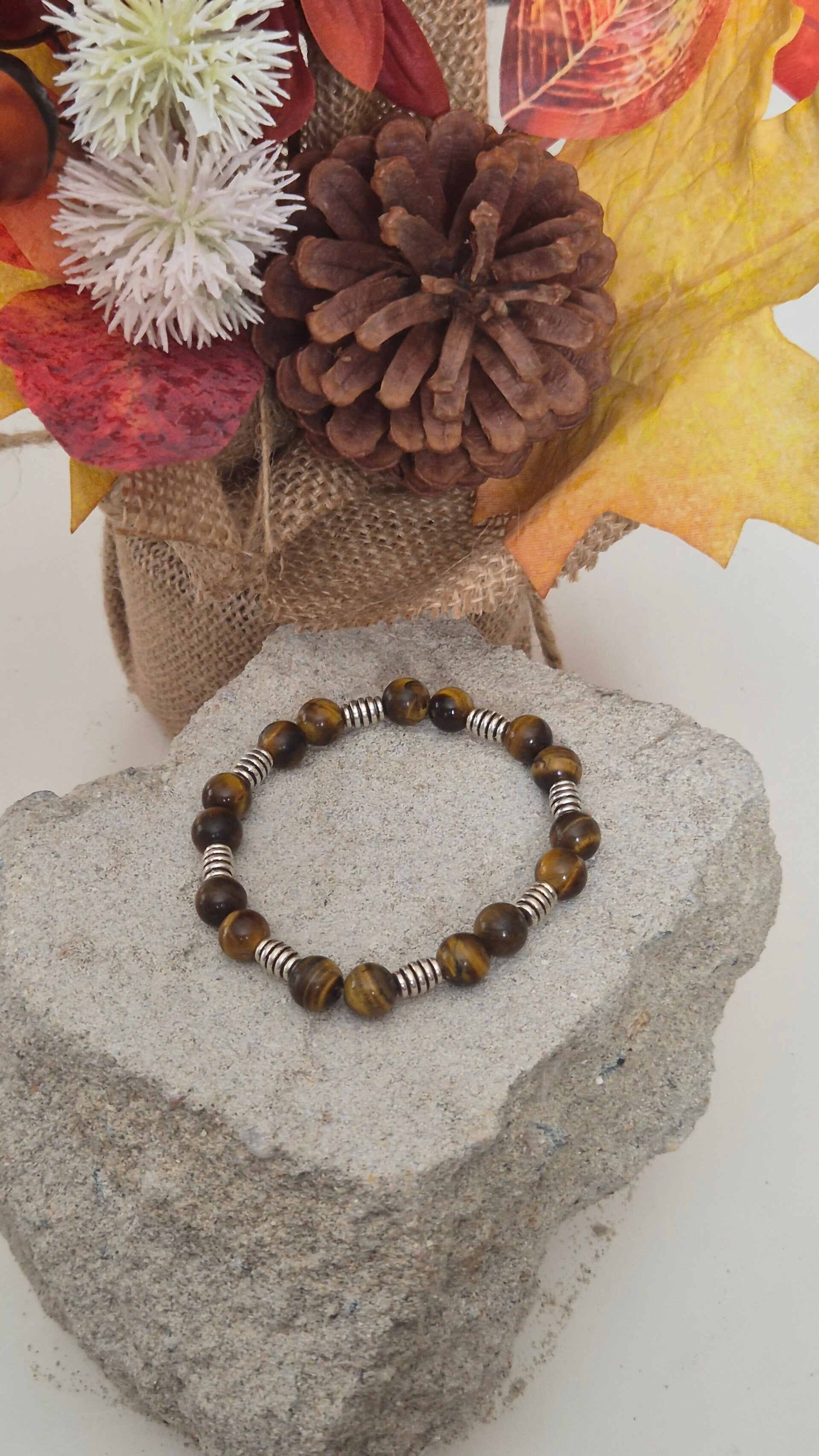 Bracelet compose de pierres Œil de Tigre  19 cm  art39