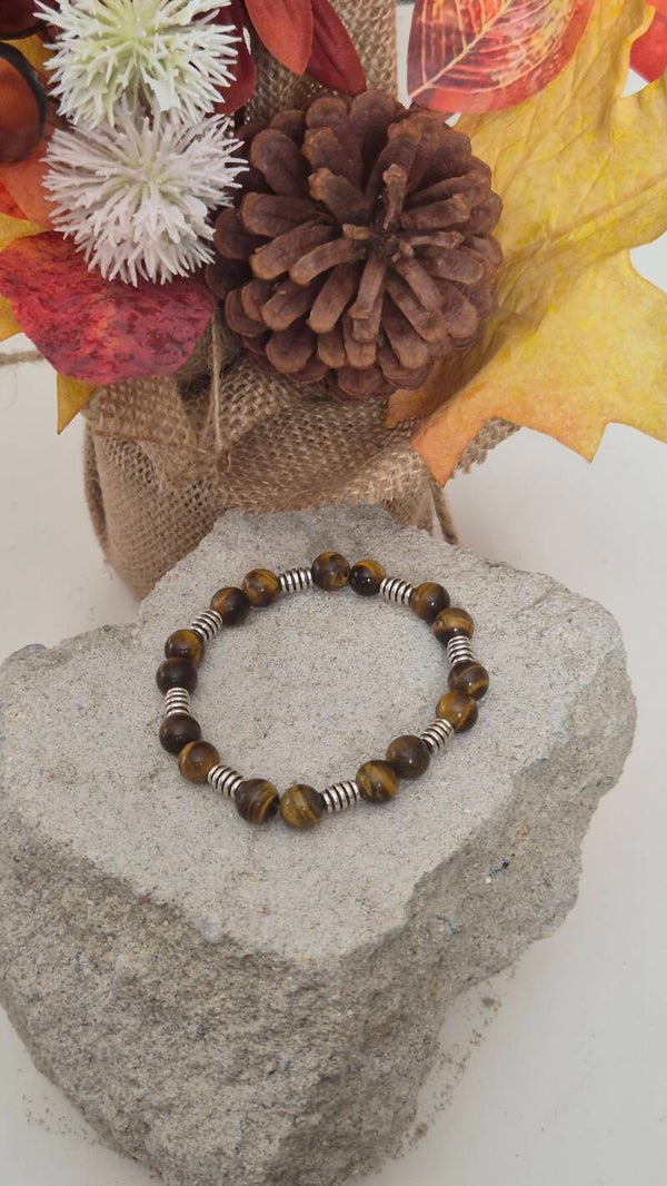 Bracelet compose de pierres Œil de Tigre  19 cm  art39